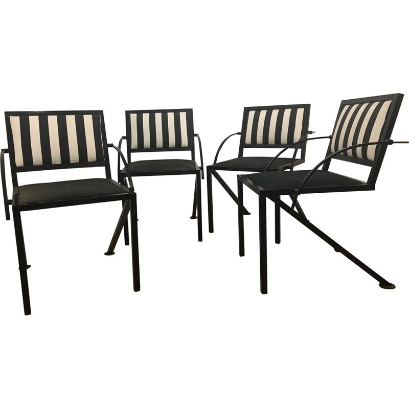 Set of 4 vintage Compass chairs by Jean-Michel Wilmotte