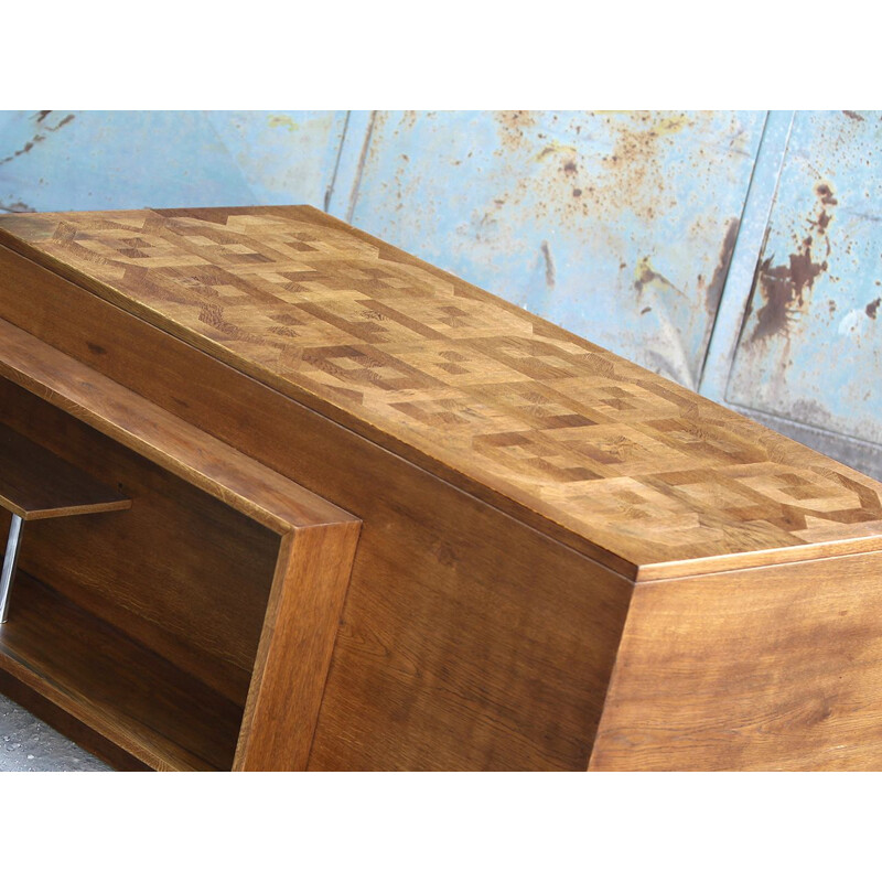 Vintage functionalist oak desk, Czechoslovakia 1930