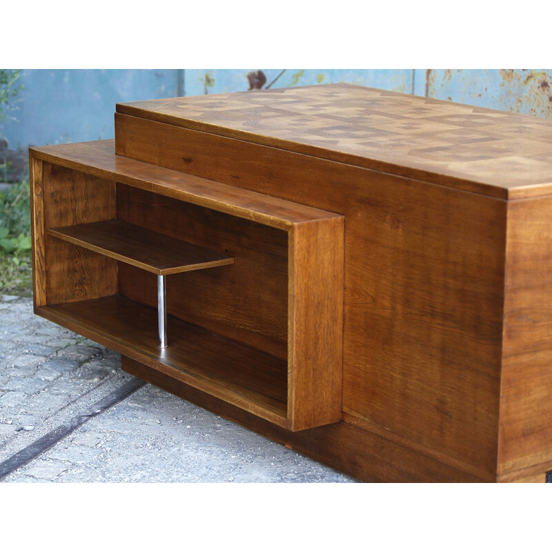 Vintage functionalist oak desk, Czechoslovakia 1930