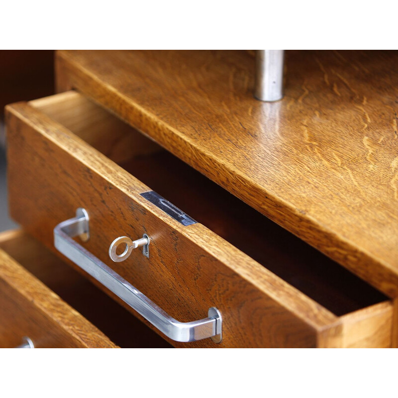 Vintage functionalist oak desk, Czechoslovakia 1930