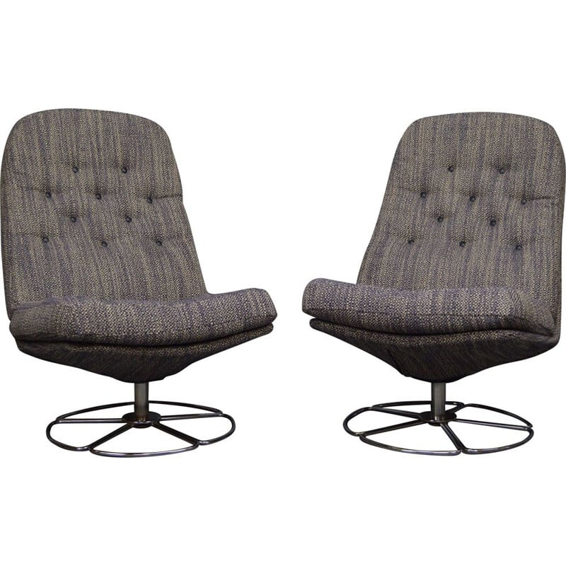Set of 2 vintage swivel armchairs by Bruno Mathsson, 1960s