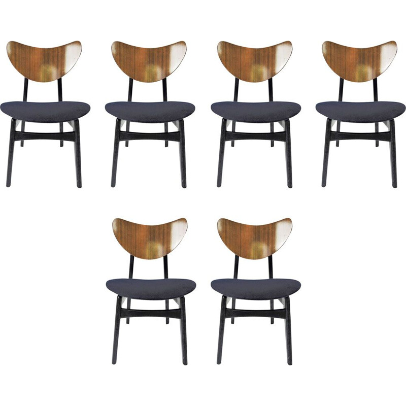 Ensemble de 6 chaises à repas vintage bleues marines par G-Plan, 1960