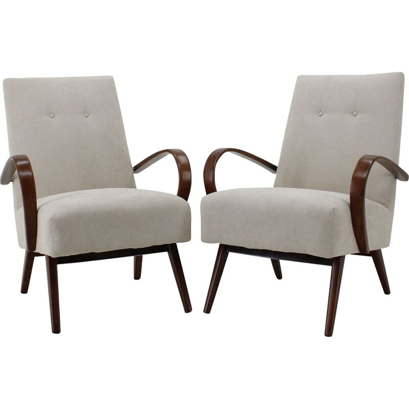 Pair of 2 vintage lounge chairs by Thon Thonet, 1960s