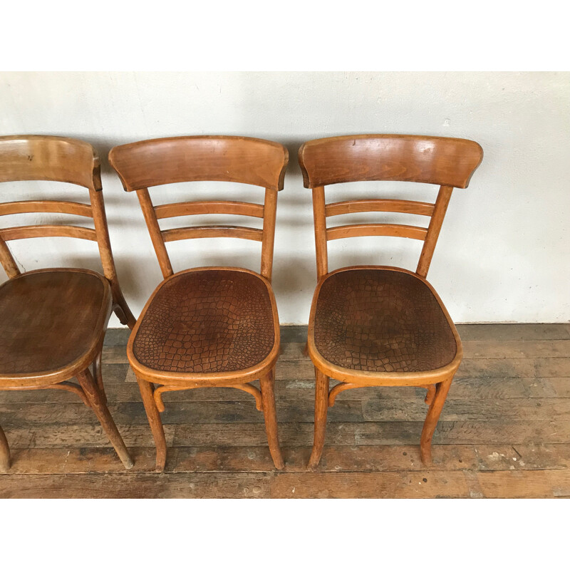 Set of 6 vintage bistro chairs "FISCHEL", 1930-40