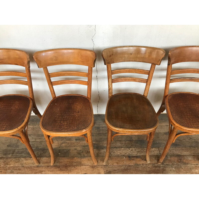 Set of 6 vintage bistro chairs "FISCHEL", 1930-40