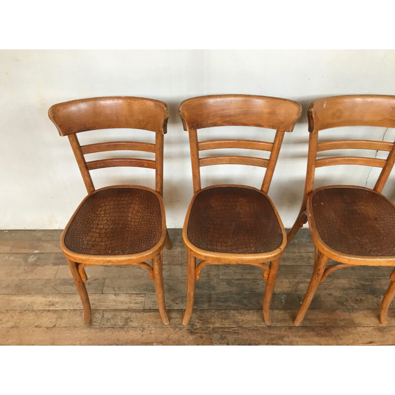 Set of 6 vintage bistro chairs "FISCHEL", 1930-40
