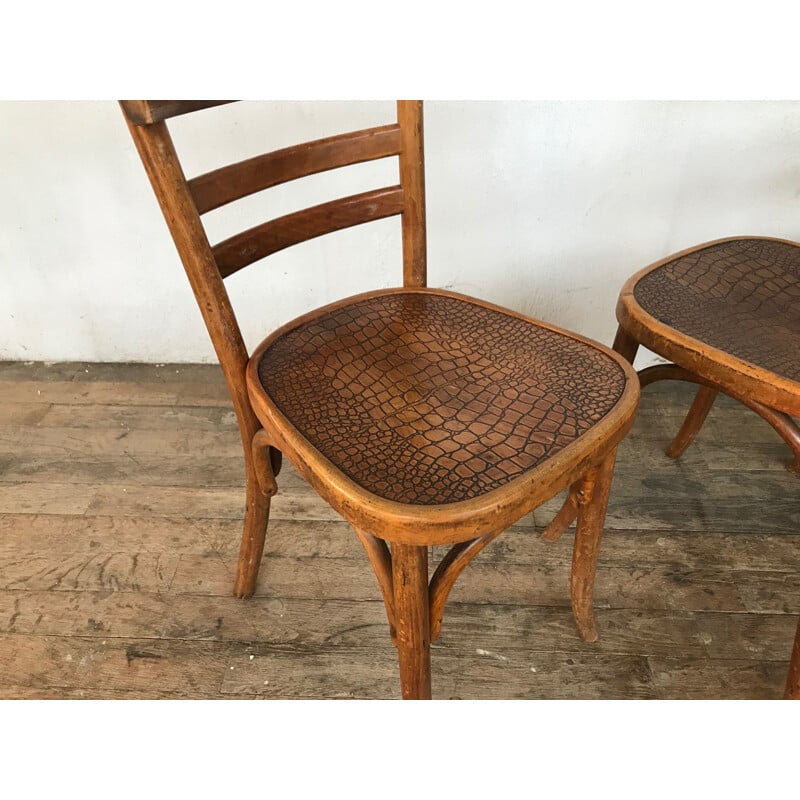 Set of 6 vintage bistro chairs "FISCHEL", 1930-40