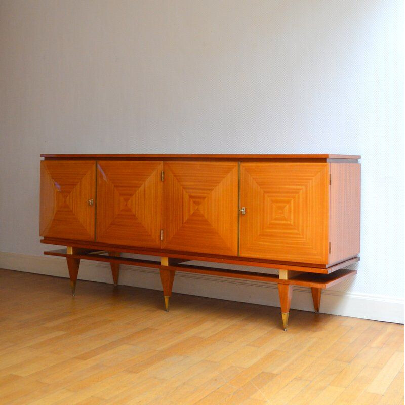 Enfilade vintage en bois et finitions en laiton, 1960