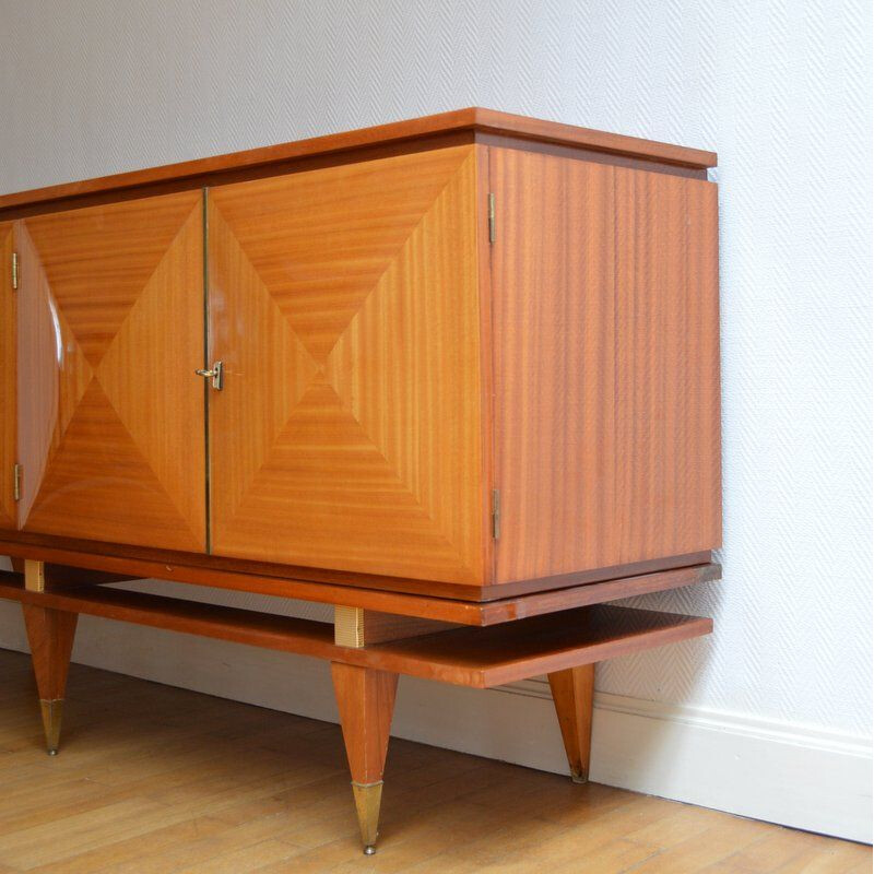 Enfilade vintage en bois et finitions en laiton, 1960