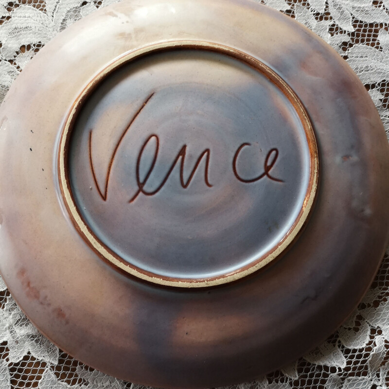 Vintage ceramic plate, Vence, 1950