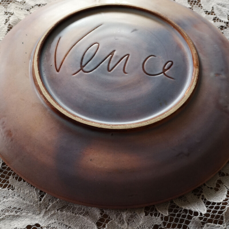 Vintage ceramic plate, Vence, 1950