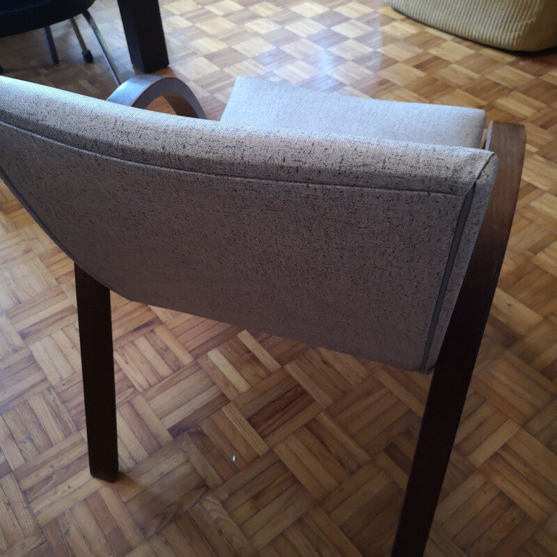 Vintage Bow Wood armchair in skai, Steiner, 1950