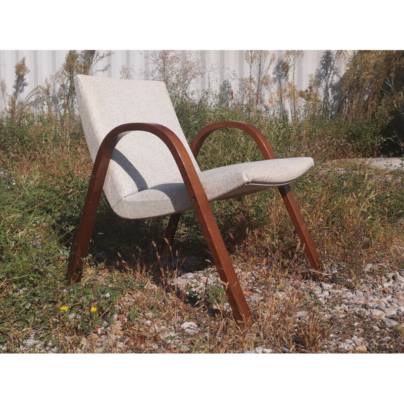 Vintage Bow Wood armchair in skai, Steiner, 1950