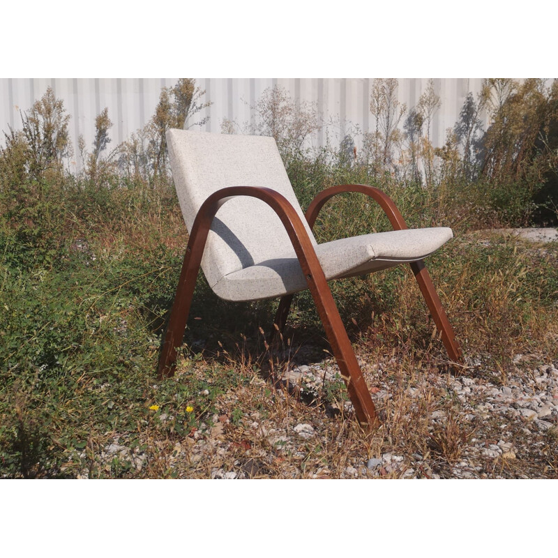 Vintage Bow Wood armchair in skai, Steiner, 1950