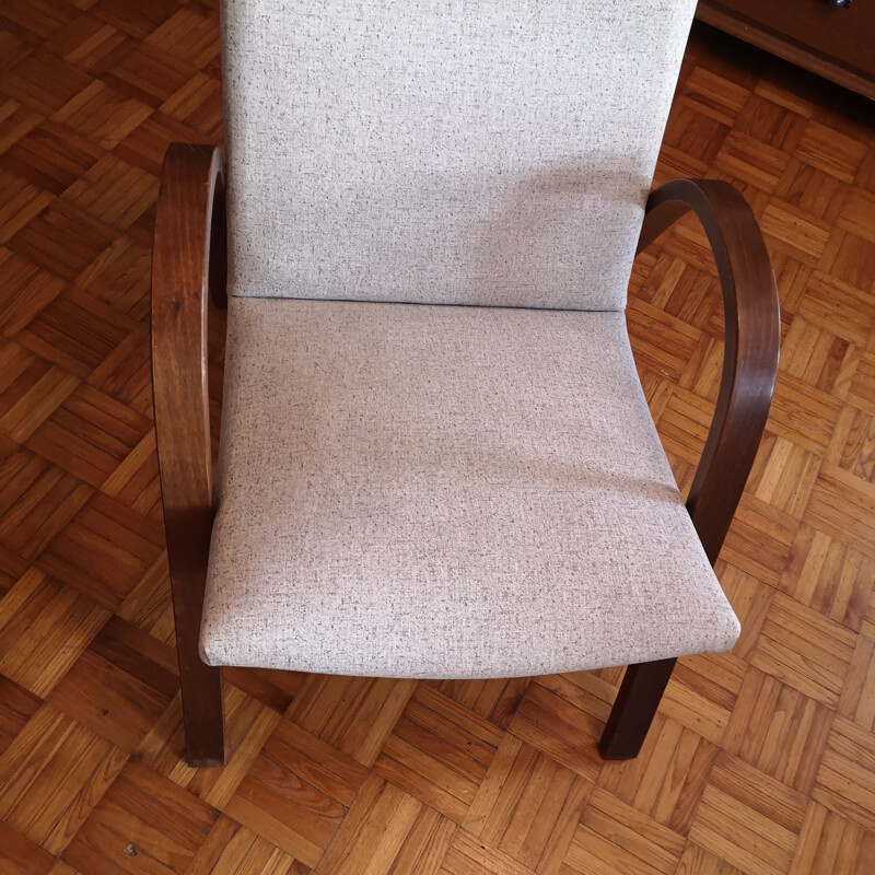 Fauteuil vintage Bow Wood en skai, Steiner, 1950