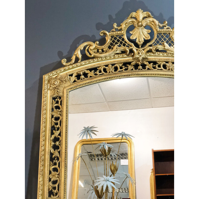 Large vintage mirror in wood with gold leaf