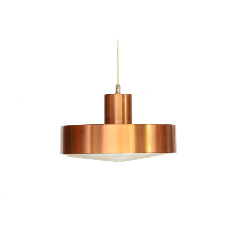 Vintage copper colored aluminium pendant light from ASEA. Sweden, 1960s