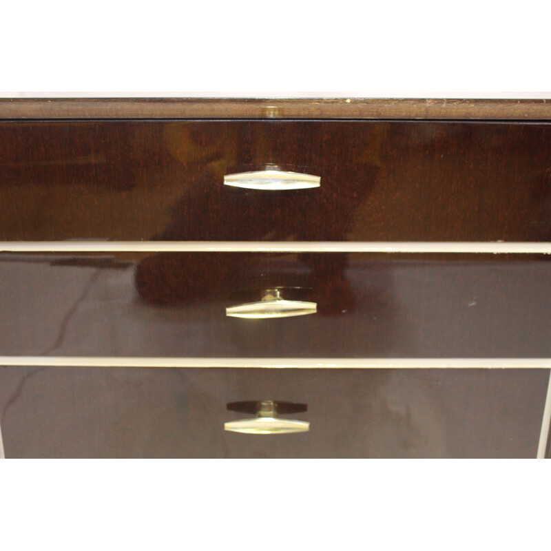 Vintage wooden sideboard varnished brown, France, 1950