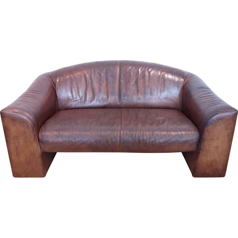 De Sede 2 seater brown leather sofa - 1970s