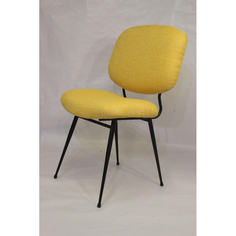 Vintage yellow armchair in Kenzo fabric, Lelievre publisher, 1950