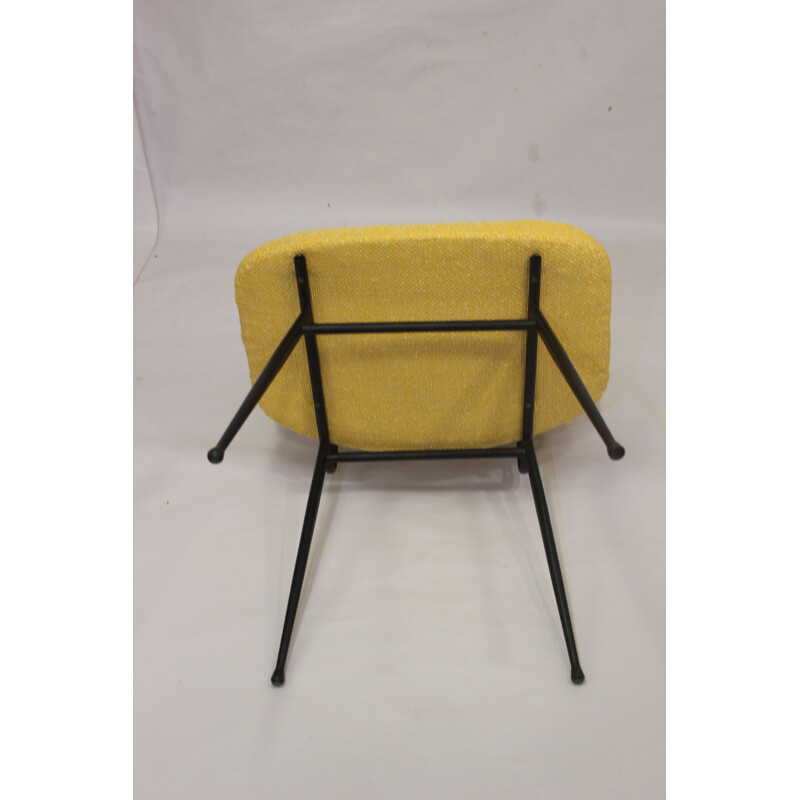 Vintage yellow armchair in Kenzo fabric, Lelievre publisher, 1950