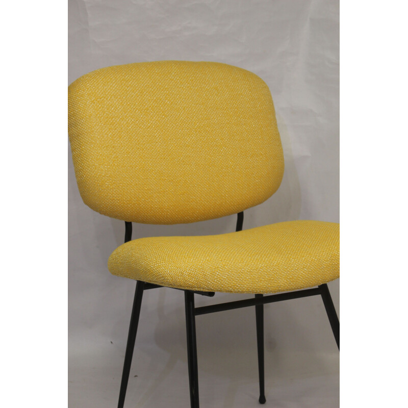 Vintage yellow armchair in Kenzo fabric, Lelievre publisher, 1950