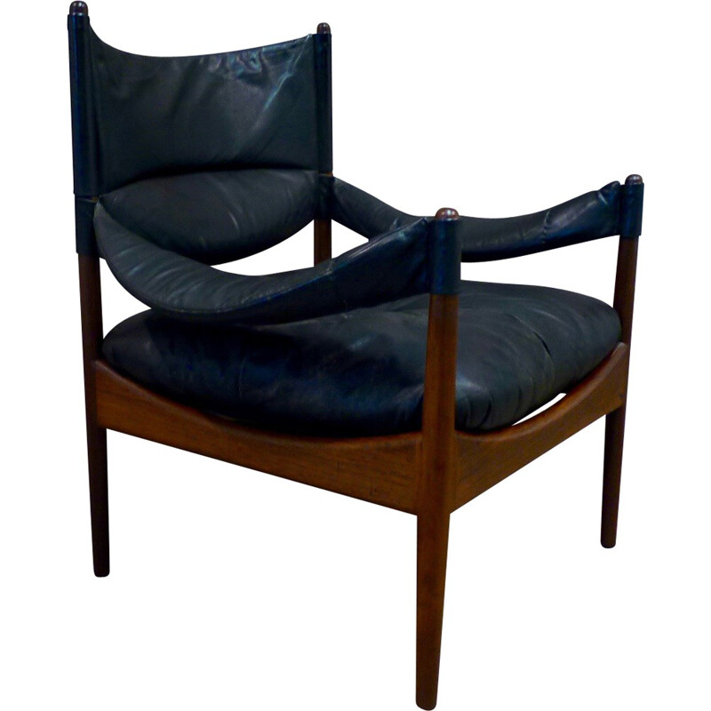 Modus armchair in leather and rosewood, Kristian Solmer VEDEL - 1960s