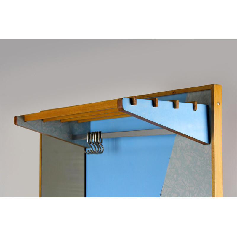 Vintage Blue & Grey Coat Rack, 1966