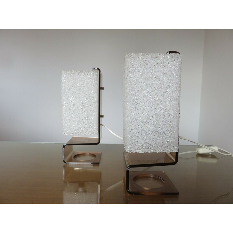 Vintage Pair of Scandinavian table lamps in plexiglass and perspex 1970s