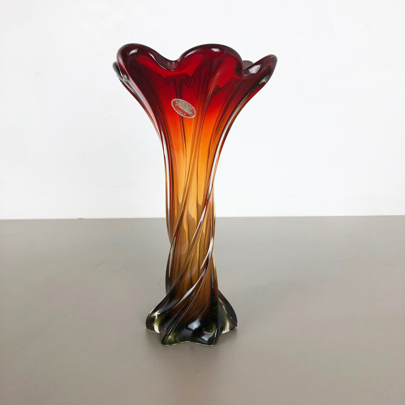 Vintage glass vase, Italy 1960