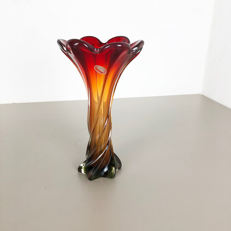 Vintage glass vase, Italy 1960