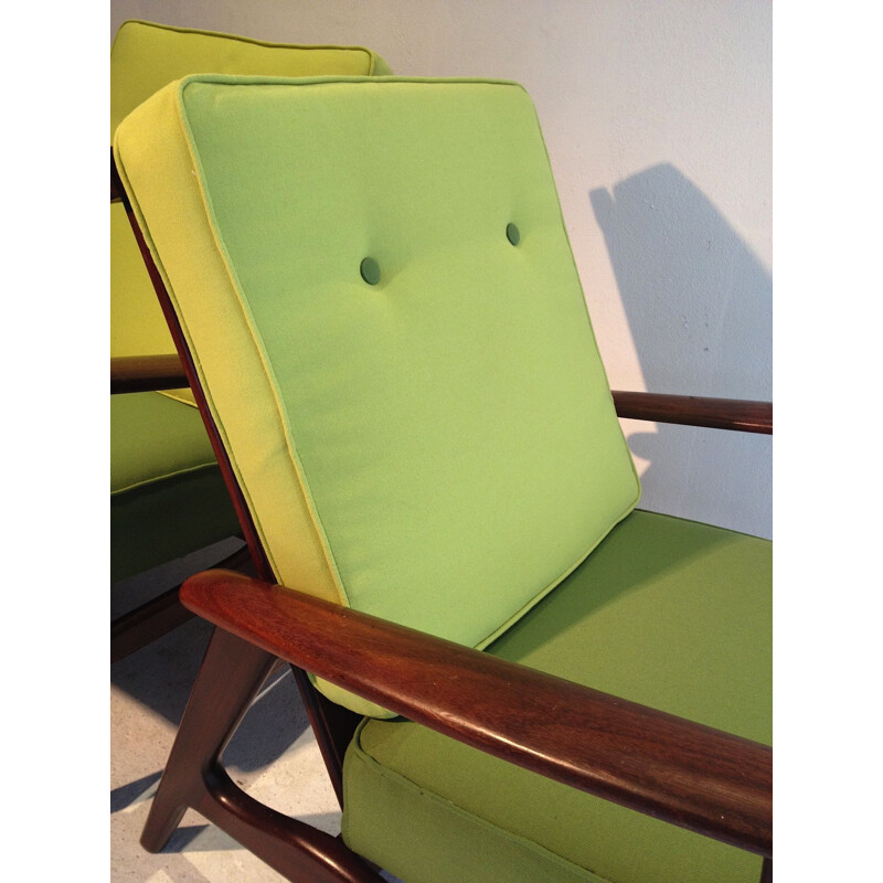 Vintage pair of armchairs in teak, 1950s