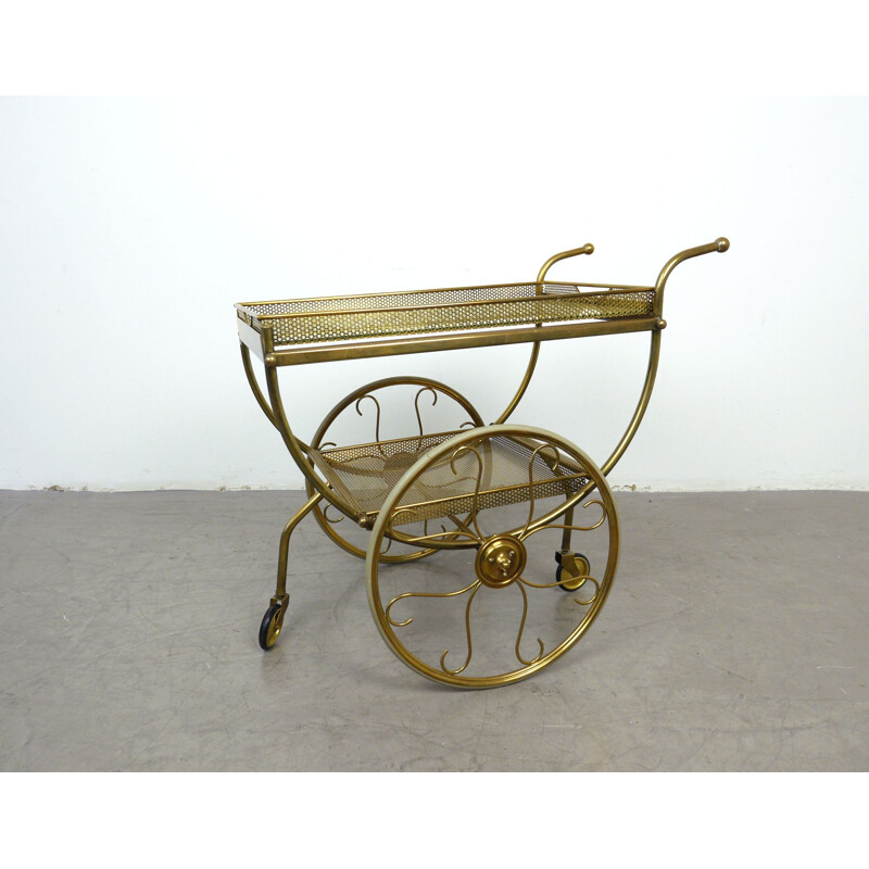 Vintage Brass Serving Bar Cart by Josef Frank for Svenskt Tenn, Sweden, 1950s