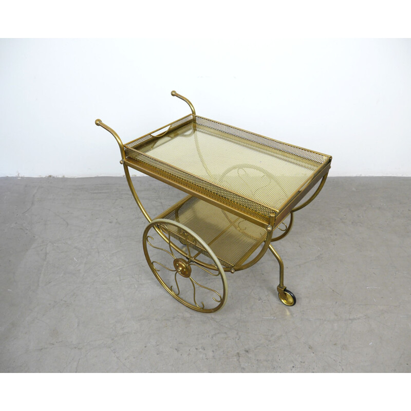 Vintage Brass Serving Bar Cart by Josef Frank for Svenskt Tenn, Sweden, 1950s