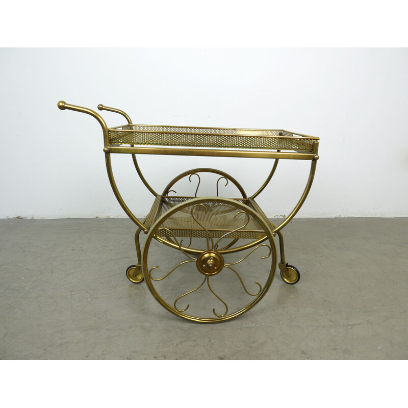 Vintage Brass Serving Bar Cart by Josef Frank for Svenskt Tenn, Sweden, 1950s