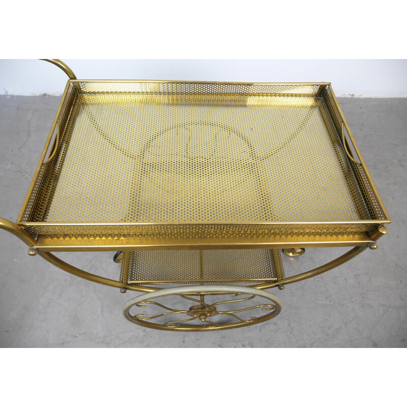 Vintage Brass Serving Bar Cart by Josef Frank for Svenskt Tenn, Sweden, 1950s