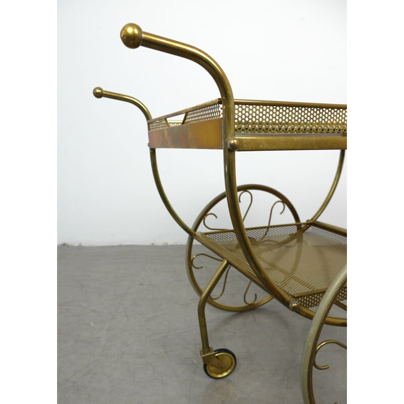 Vintage Brass Serving Bar Cart by Josef Frank for Svenskt Tenn, Sweden, 1950s