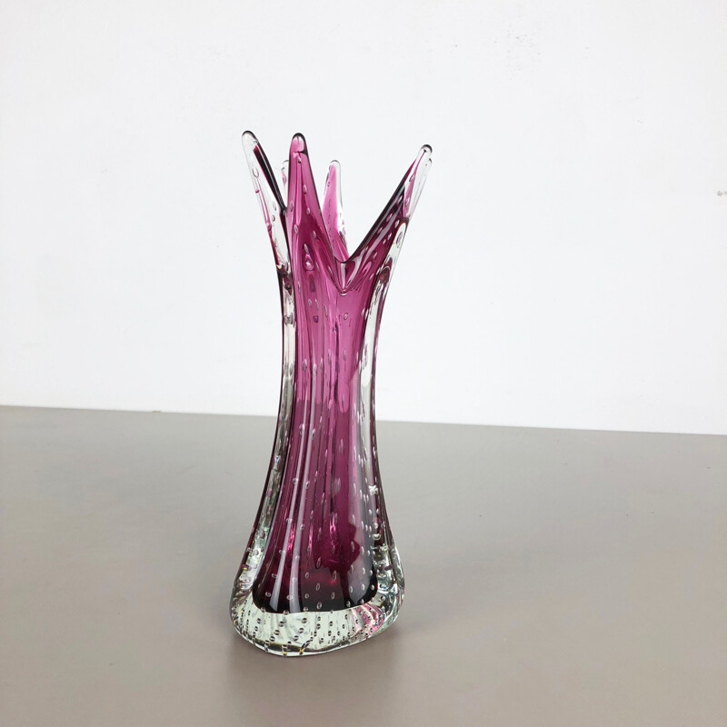 Vintage roze Murano glasvaas Italië, 1970