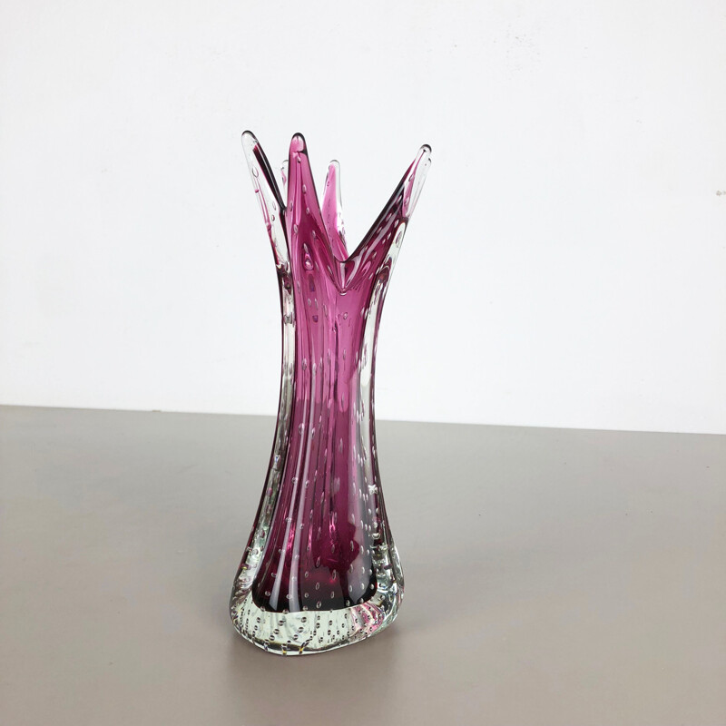 Vaso vintage in vetro di Murano rosa Italia, 1970