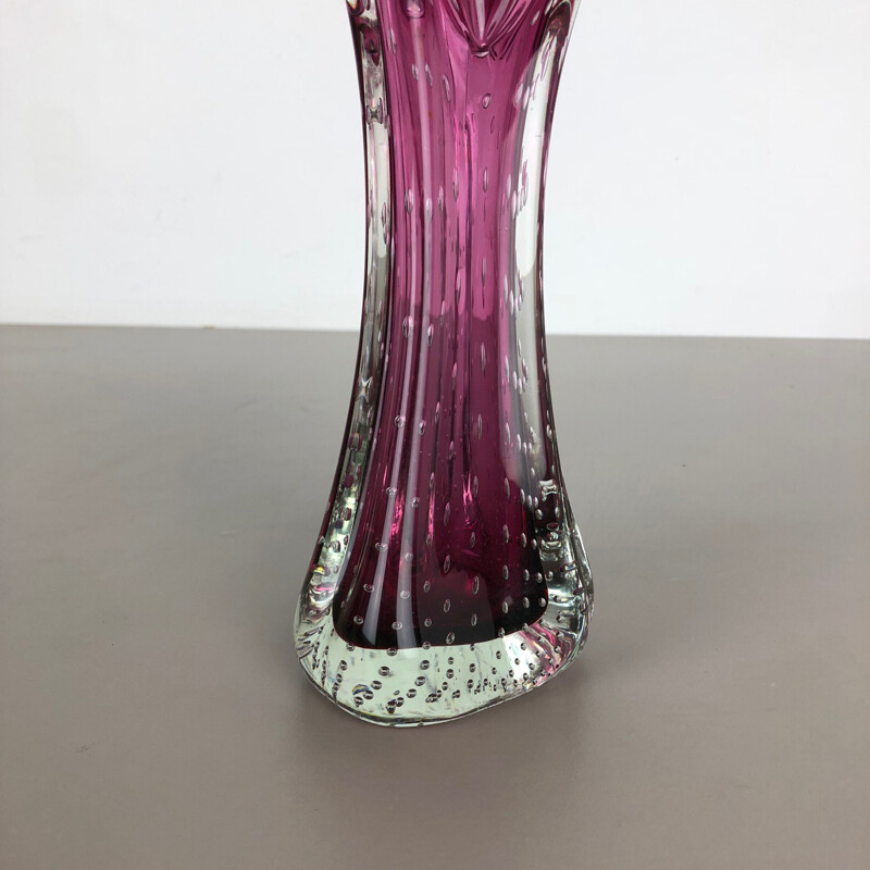 Jarrón vintage de cristal de Murano rosa Italia, 1970