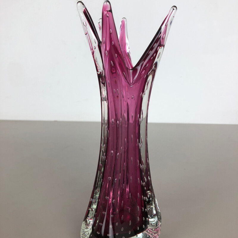 Vintage roze Murano glasvaas Italië, 1970