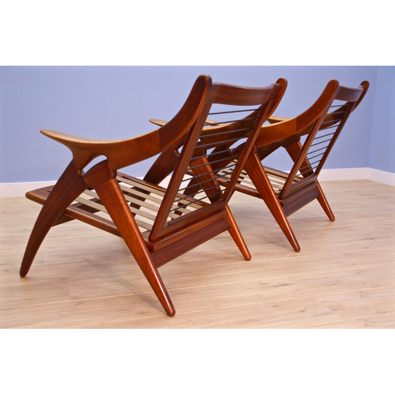 Pair of 2 dutch armchairs in teak by De Ster, 1960s