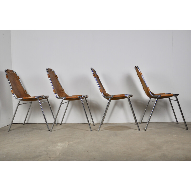 Suite de 4 chaises vintage "Les arcs" pour Charlotte Perriand, 1960