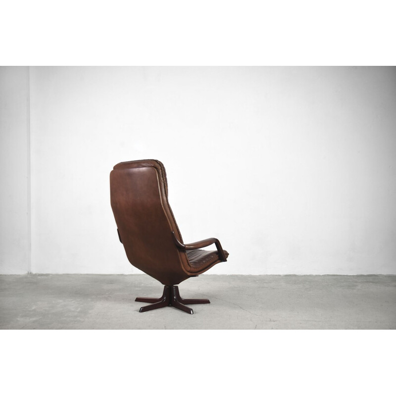 Cadeira e otomano de couro ajustável de Berg Furniture, 1970
