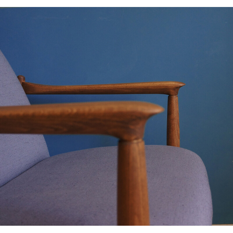 Vintage Armchair designed by Edmund Homa, grey linen upholstery, 1960s