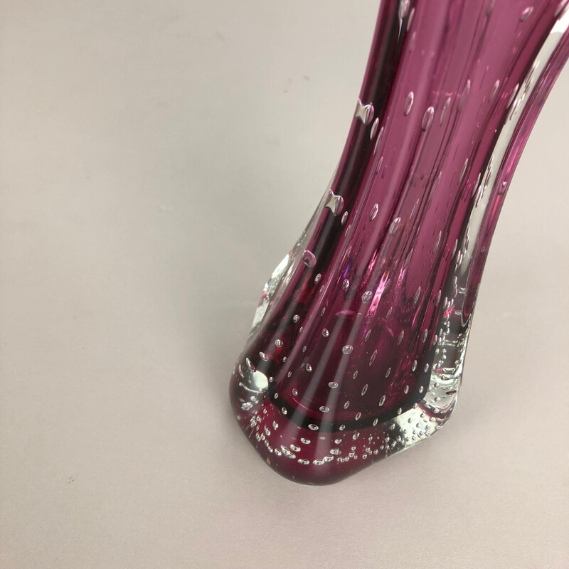 Jarrón vintage de cristal de Murano rosa Italia, 1970