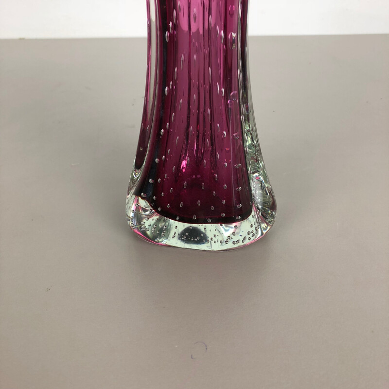 Jarrón vintage de cristal de Murano rosa Italia, 1970