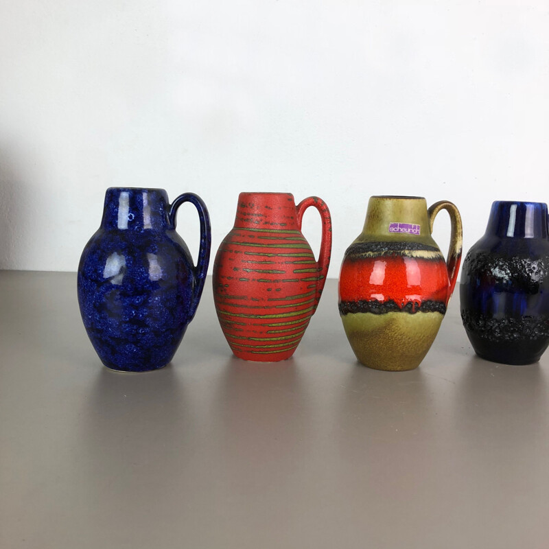 Set of 5 vintage vases Fat Lava "414-16" by Scheurich, Germany