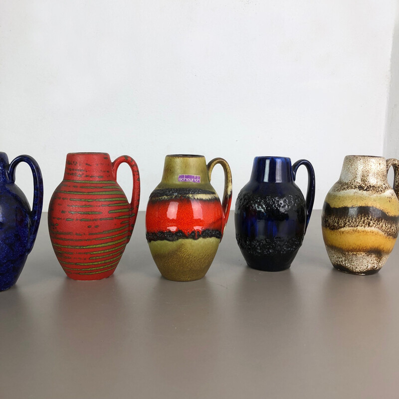 Conjunto de 5 vasos de Lava Gorda vintage "414-16" por Scheurich, Alemanha