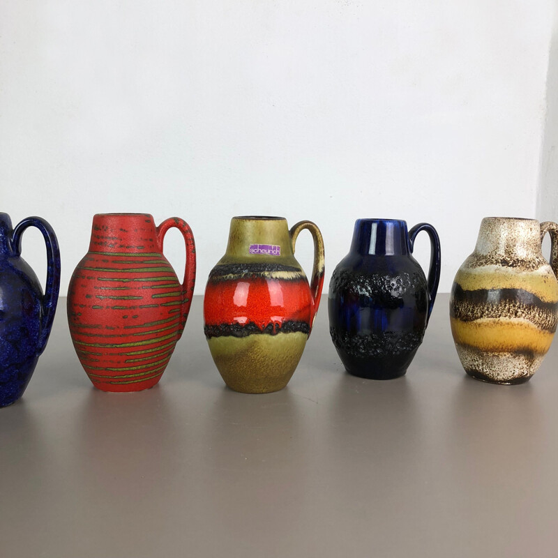 Set of 5 vintage vases Fat Lava "414-16" by Scheurich, Germany